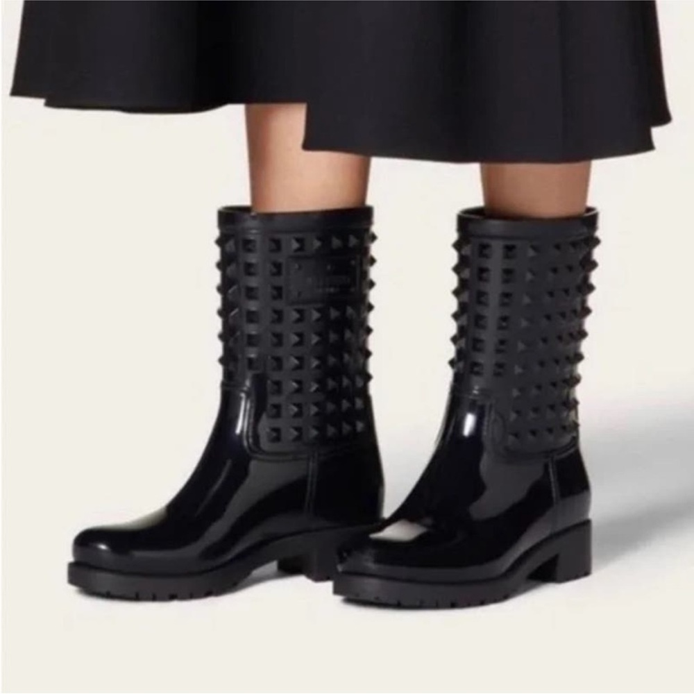 Valentino Black Rock stud rain boots size 41